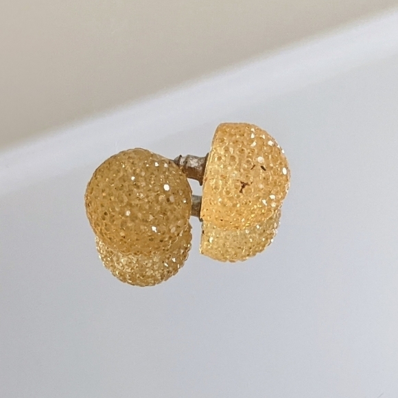 Sparkly Round Gold Disco Ball-esque Earrings - Picture 1 of 4
